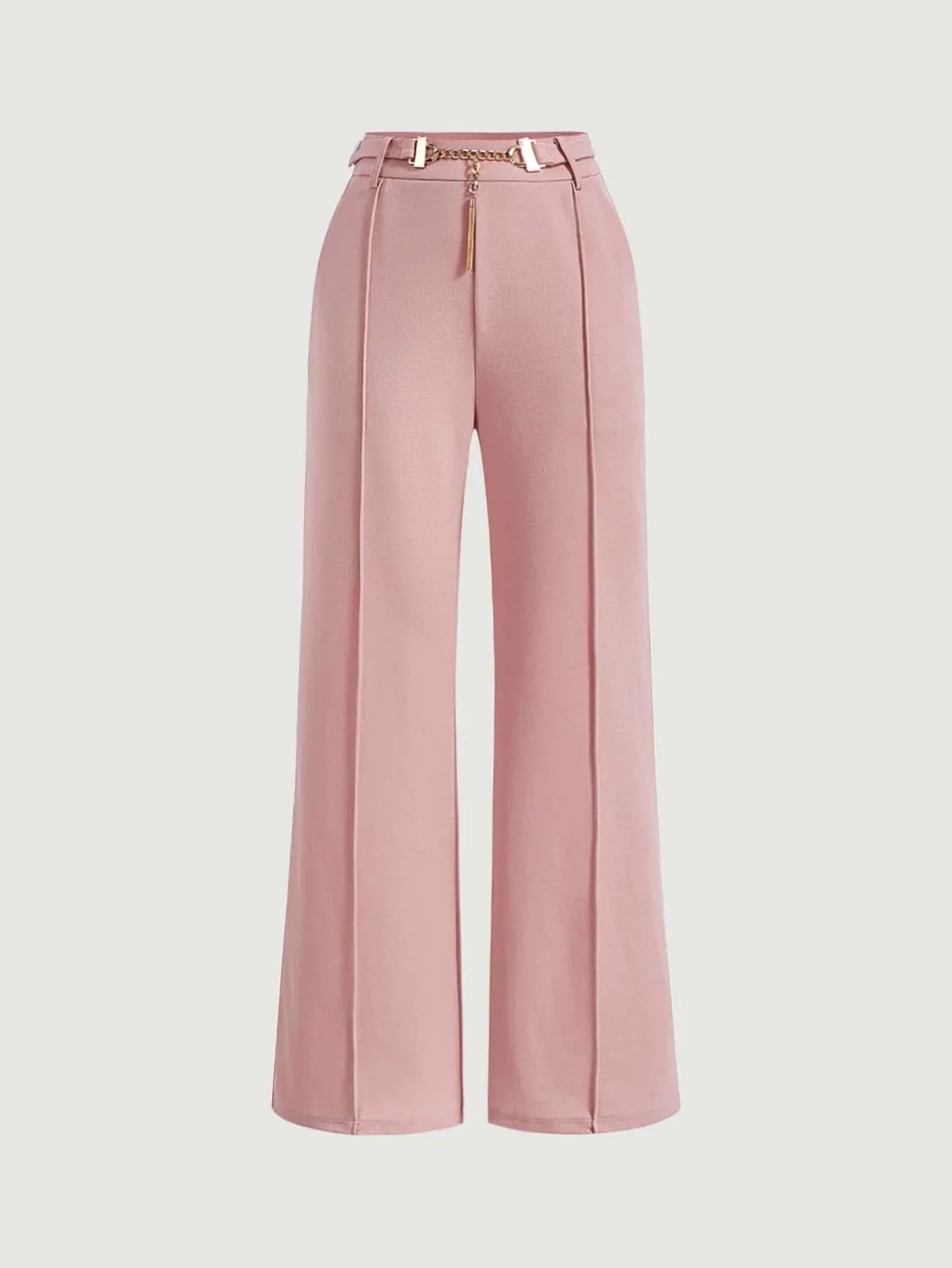 MOD Solid Belted Wide Leg Suit Pants shein