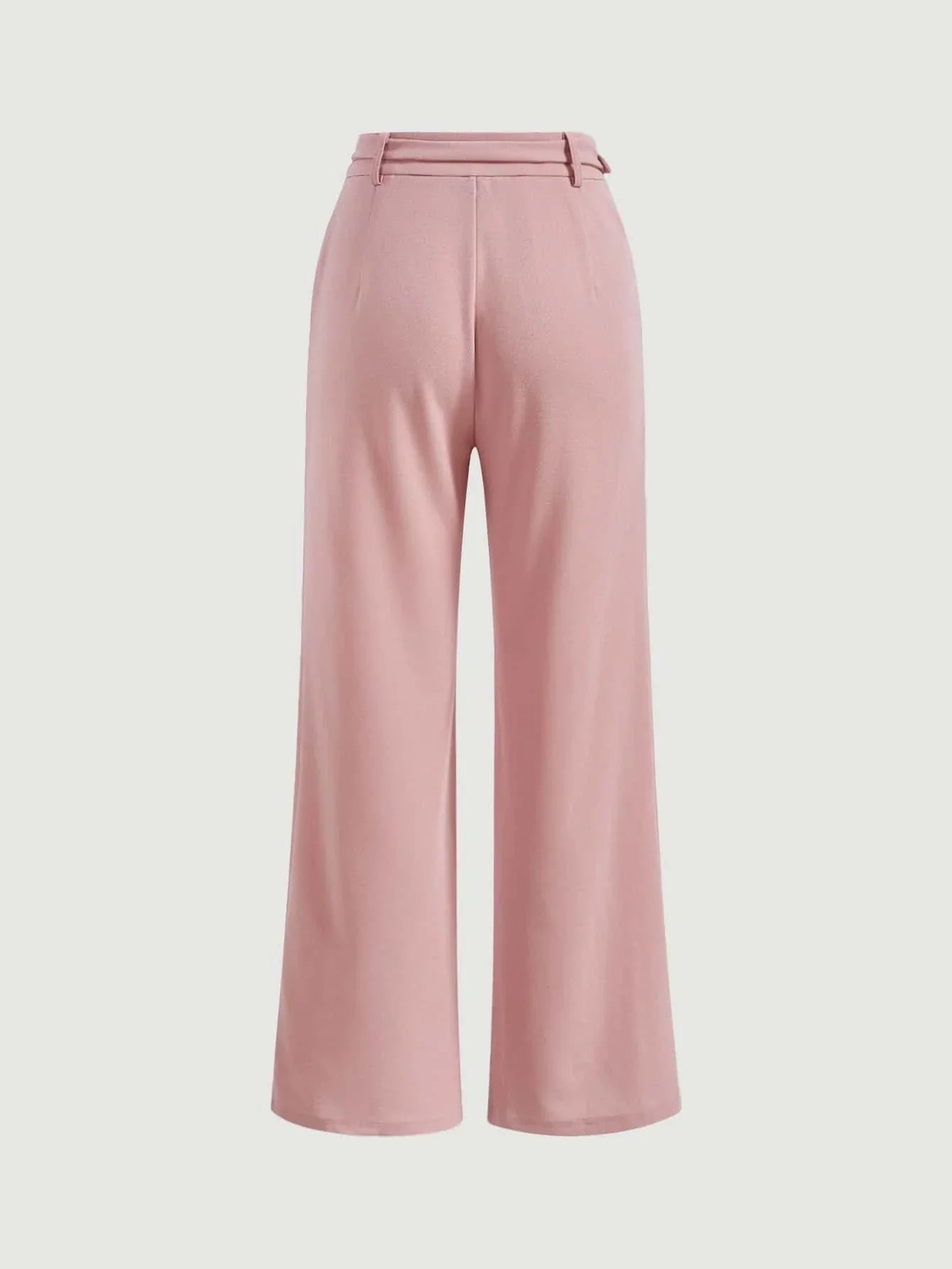 MOD Solid Belted Wide Leg Suit Pants shein