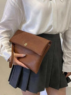 Fashionable,Minimalist,Casual,Litchi Embossed Flap Square Bag For Girl shein