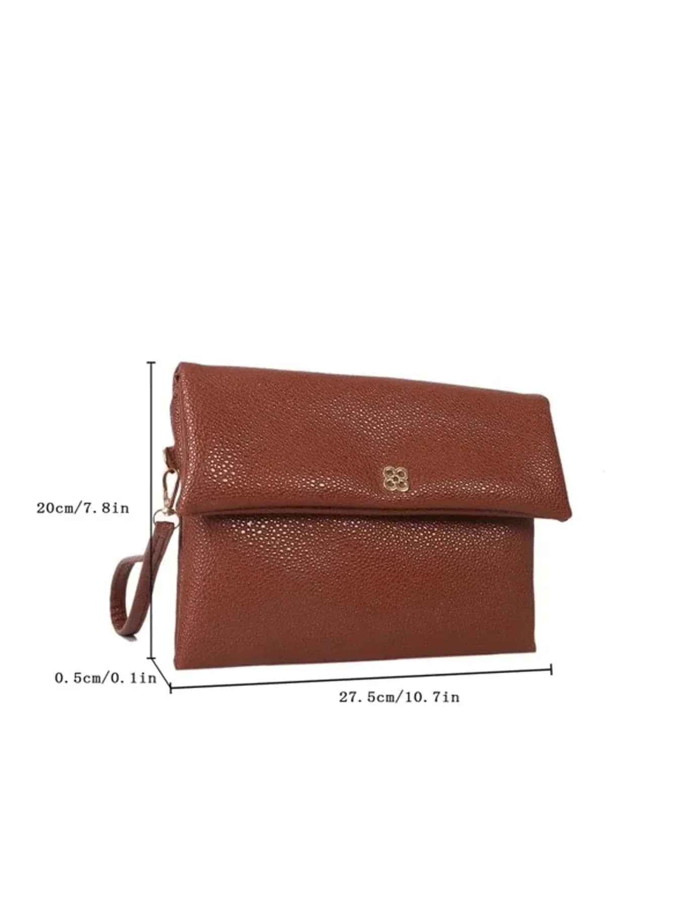 Fashionable,Minimalist,Casual,Litchi Embossed Flap Square Bag For Girl shein