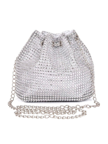 Glitter Bling,Shiny Glamorous,Elegant,Exquisite New Arrival Fashion Mini Metal Chain Rhinestone Decorated Evening Bag shein