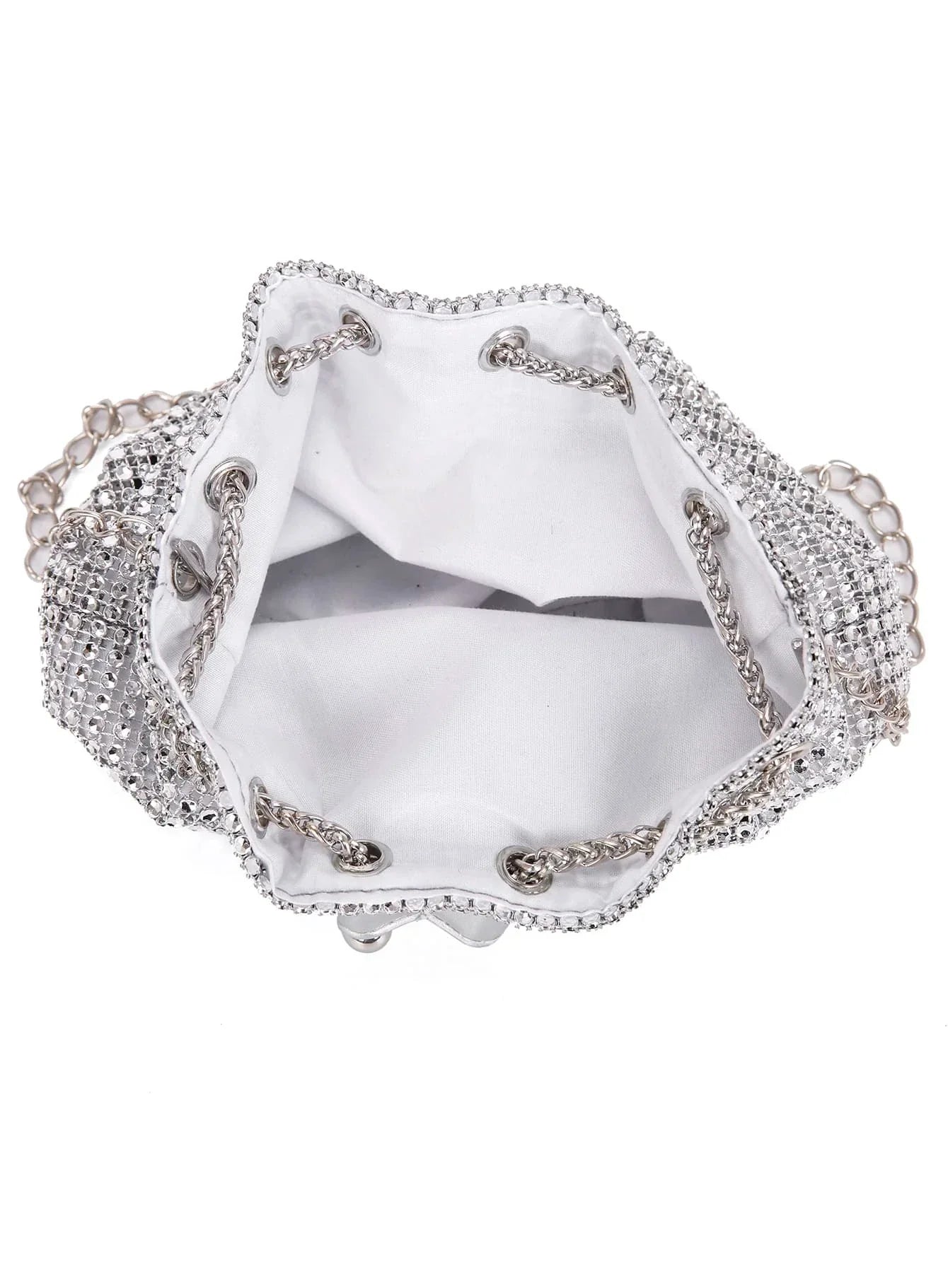 Lightweight,Business Casual Rhinestone Decor Bucket Bag Shein