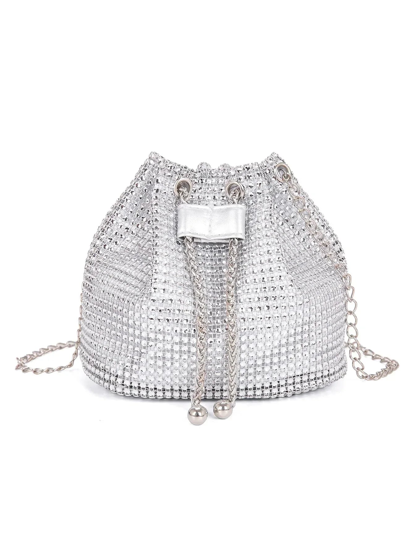 Lightweight,Business Casual Rhinestone Decor Bucket Bag Shein