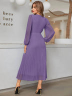 Modely Surplice Neck Pleated Hem Dress shein