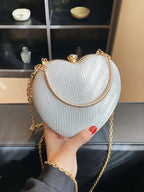 Glamorous Glitter Bling, Sequin, Luxury, Shiny Women's Heart Shaped Rhinestone Evening Clutch Bag shein