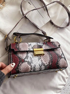 Fashionable Trend, High-End Texture, Light Luxury, Snake Print Niche Design, Versatile Handheld, Detachable Shoulder Cross shein