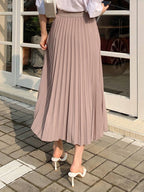 DAZY Solid Color Waist Gathered Minimalist Midi Skirt shein