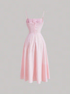 MOD Lace Up Front Cami Dress shein