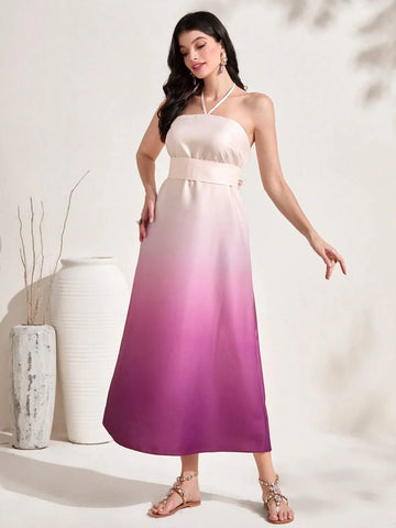 Najma Ombre Print Batwing Sleeve Abaya & Cami Dress Set