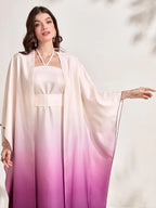 Najma Ombre Print Batwing Sleeve Abaya & Cami Dress Set shein