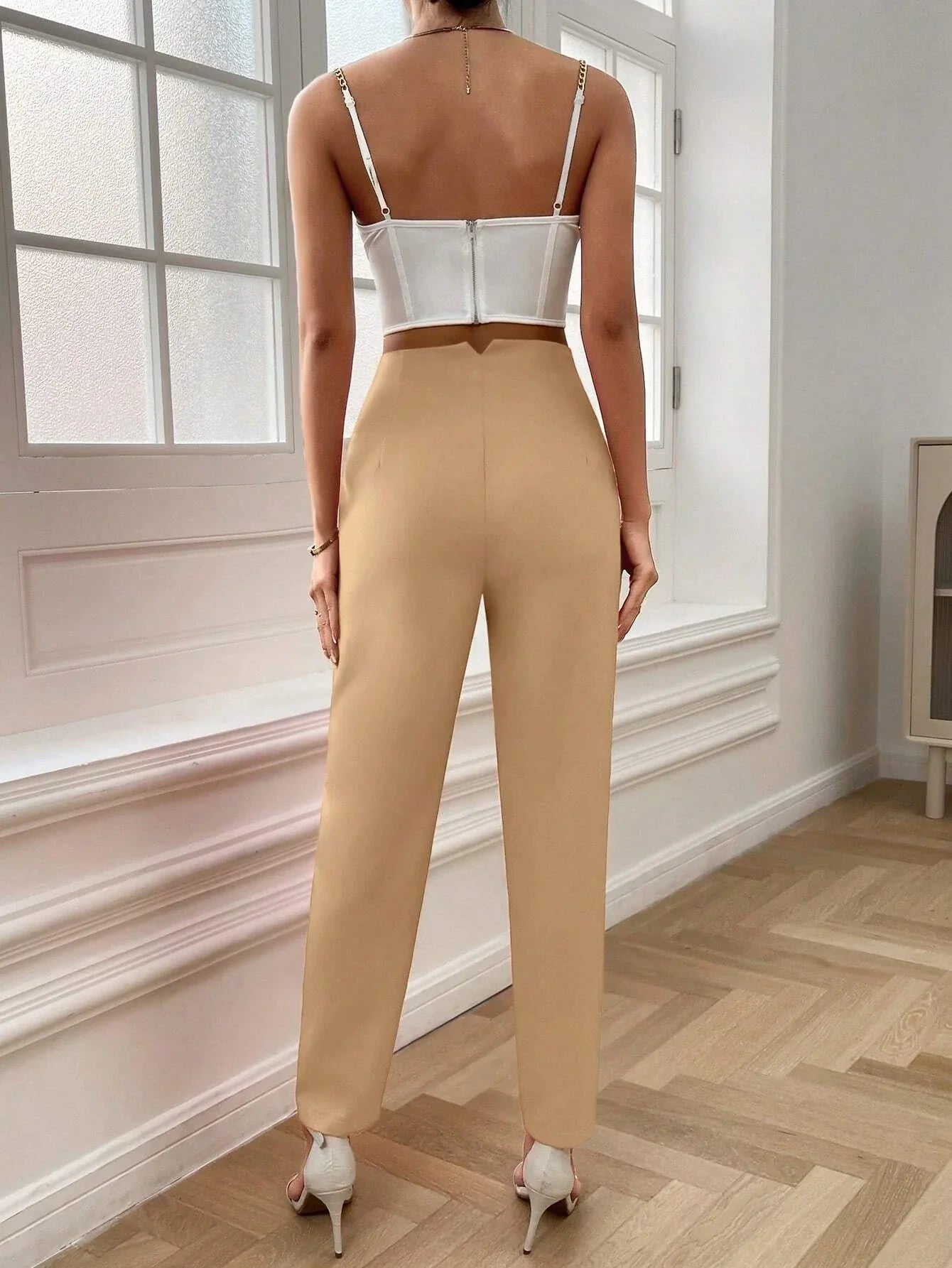 Essnce Plicated Detail Carrot Pants shein