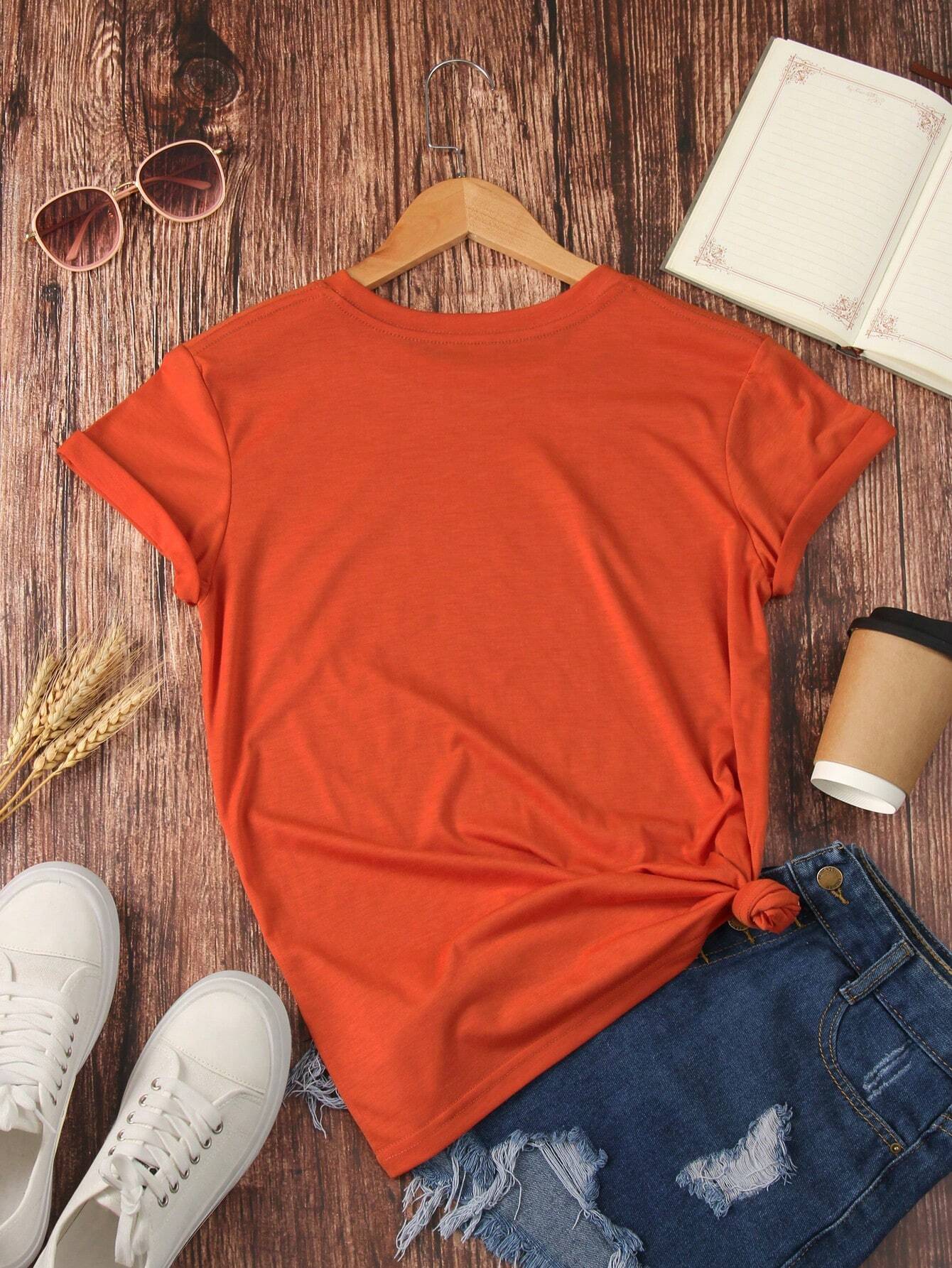 INAWLY Heart Print Tee Graphic Tees shein