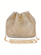 Lightweight,Business Casual Rhinestone Decor Bucket Bag Shein