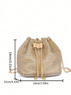 Lightweight,Business Casual Rhinestone Decor Bucket Bag Shein