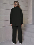 Relaxiva Flap Detail Drop Shoulder Shirt & Pants shein