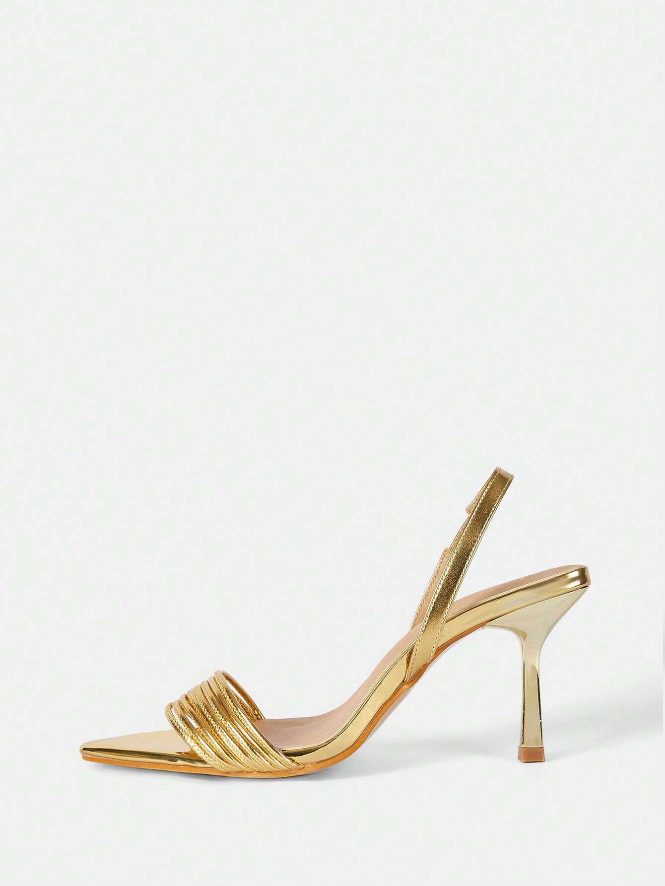 Belle Glamorous Gold Slingback Sandals For Women shein