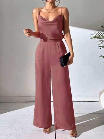 Privé Solid Cami Top & Wide Leg Pants shein