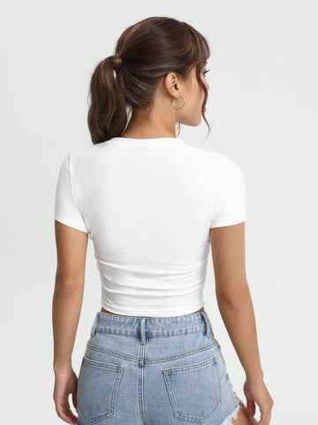 EZwear Crop Top T-Shirt With Letter Print