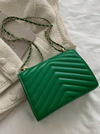 Mini Flap Square Bag Quilted Pattern Minimalist Green shein