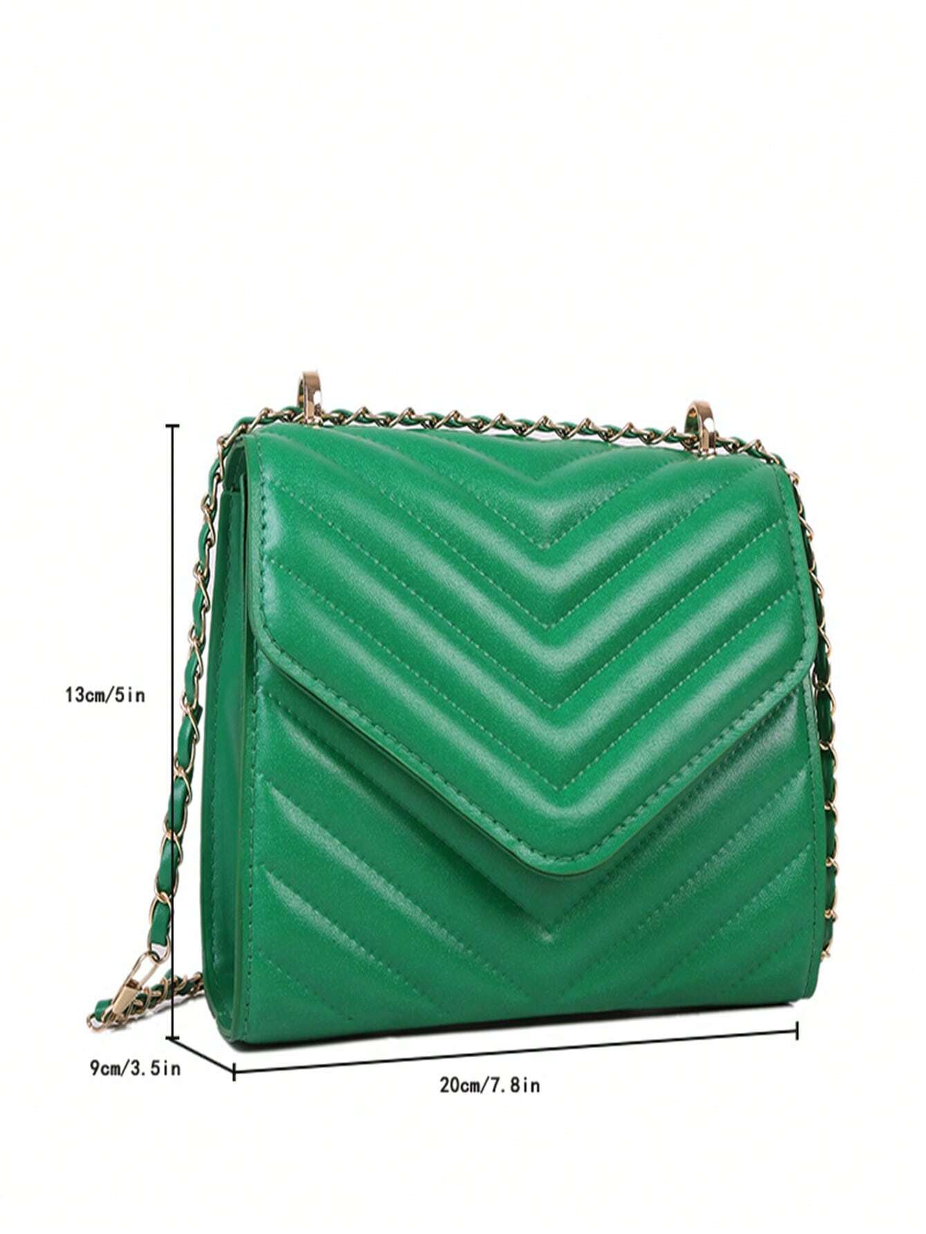 Mini Flap Square Bag Quilted Pattern Minimalist Green shein