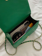 Mini Flap Square Bag Quilted Pattern Minimalist Green shein