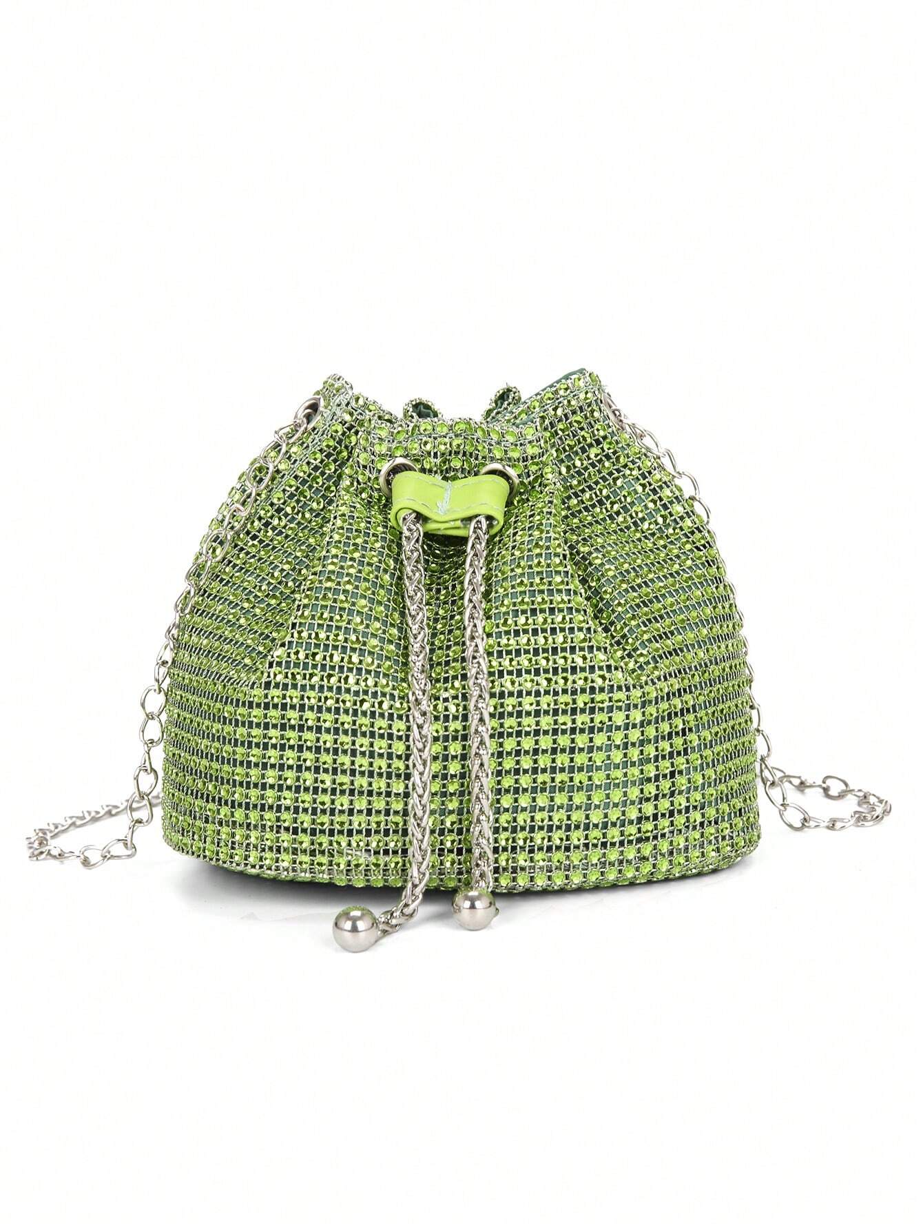 Lightweight,Business Casual Rhinestone Decor Bucket Bag Shein