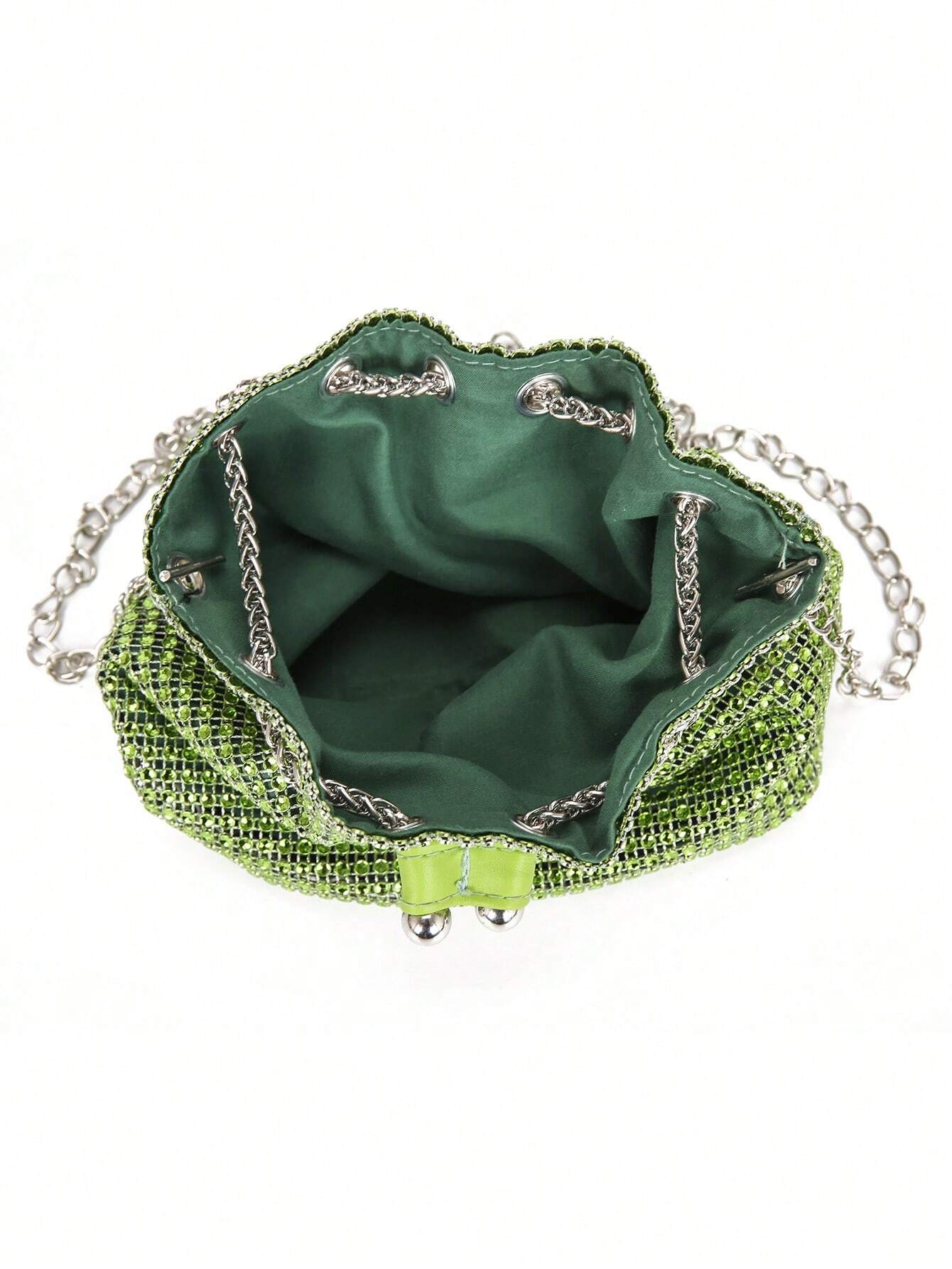 Glitter Bling,Shiny Glamorous,Elegant,Exquisite New Arrival Fashion Mini Metal Chain Rhinestone Decorated Evening Bag shein