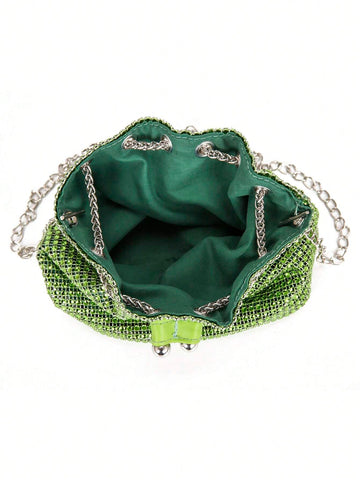 Glitter Bling,Shiny Glamorous,Elegant,Exquisite New Arrival Fashion Mini Metal Chain Rhinestone Decorated Evening Bag shein