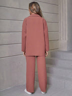 Relaxiva Flap Detail Drop Shoulder Shirt & Pants shein