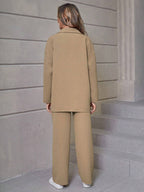 Relaxiva Flap Detail Drop Shoulder Shirt & Pants shein