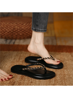 Fashionable Thong Sandals For Women, Chain Decor Flat Sandals shein