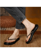 Fashionable Thong Sandals For Women, Chain Decor Flat Sandals shein