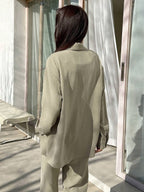 DAZY Solid Button Front Shirt & Flare Leg Pants shein