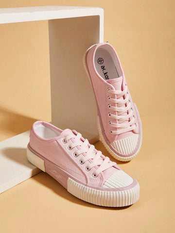 Women Low Top Wide Fit Canvas Sneakers shein