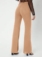 Tall Zipper Back Solid Flare Leg Pants shein