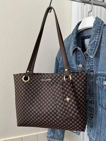 Geometric Pattern Shoulder Tote Bag With Coin Purse