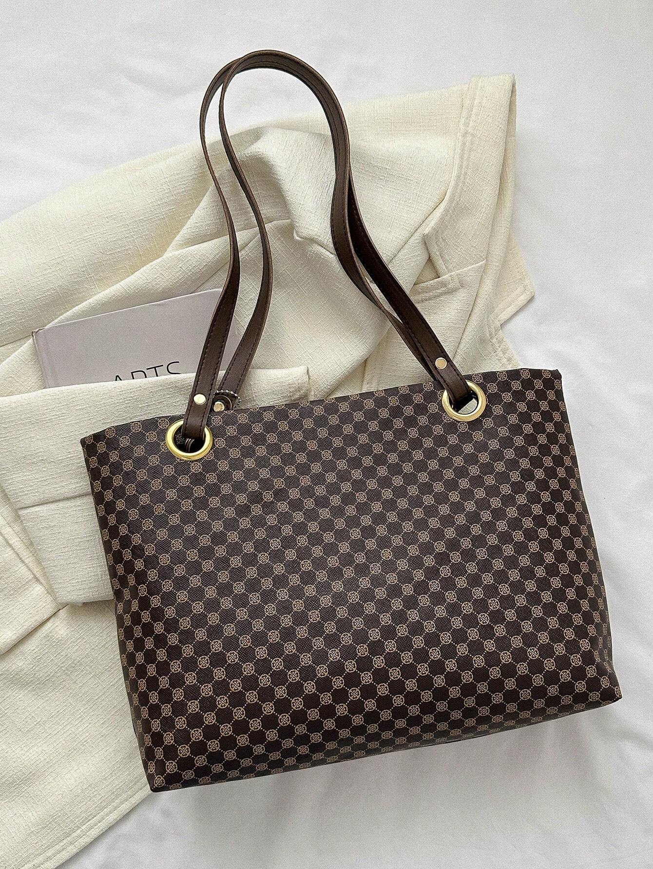 Geometric Pattern Shoulder Tote Bag With Coin Purse shein