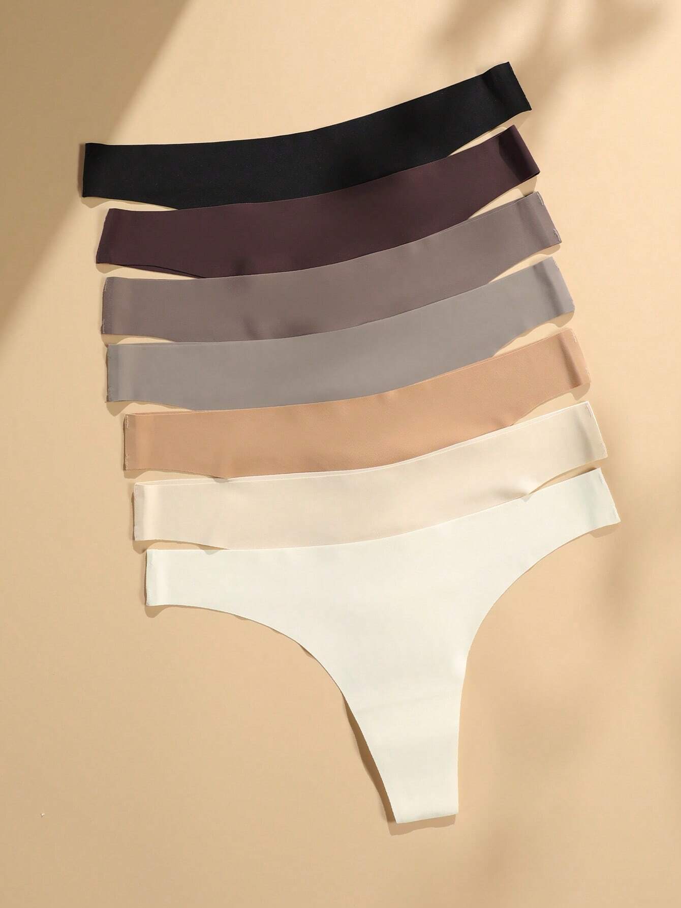 7pack Plain Seamless Panty Set shein