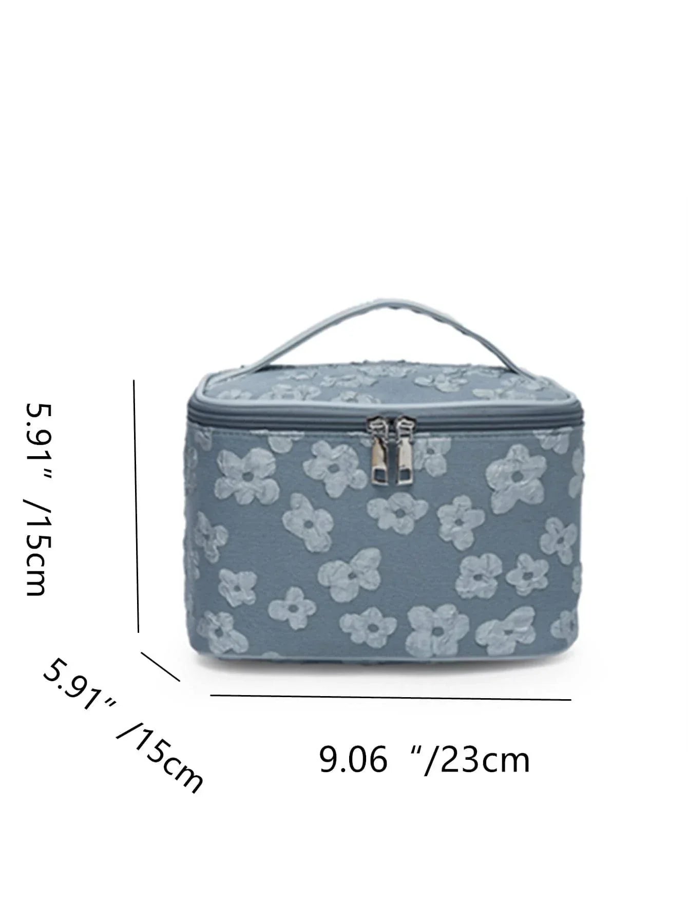 Floral Pattern Makeup Bag Top Handle Zip Around shein