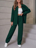 Relaxiva Flap Detail Drop Shoulder Shirt & Pants shein