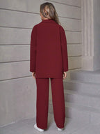 Relaxiva Flap Detail Drop Shoulder Shirt & Pants shein