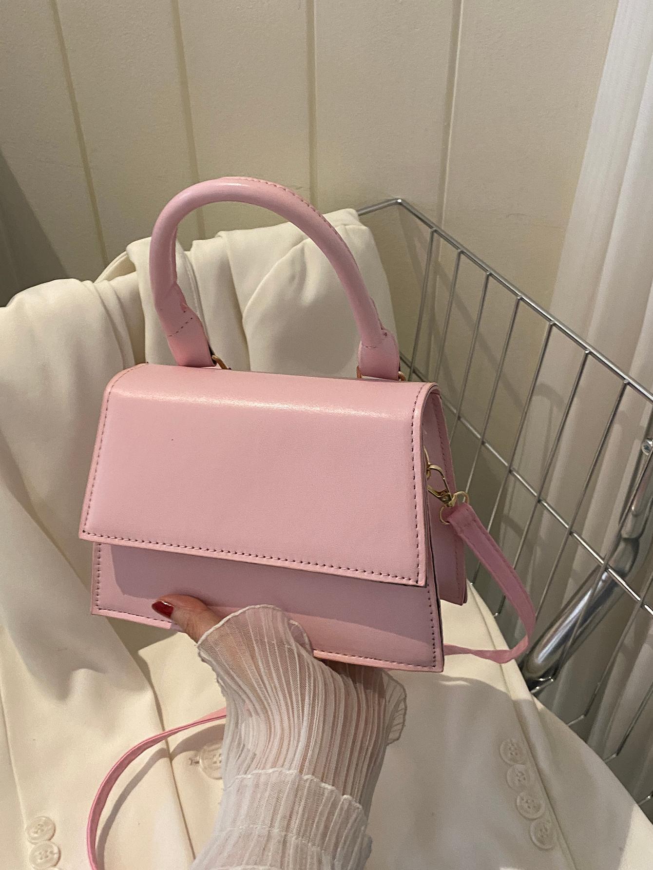Fashionable Solid Color Flap Mini Handbag shein