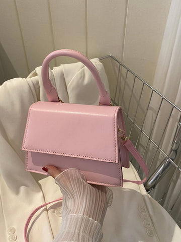 Fashionable Solid Color Flap Mini Handbag