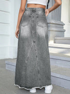 EZwear Women's Basic Button Front Denim Mini Skirt shein