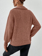 Frenchy Half Zip Drop Shoulder Grain Sweater shein