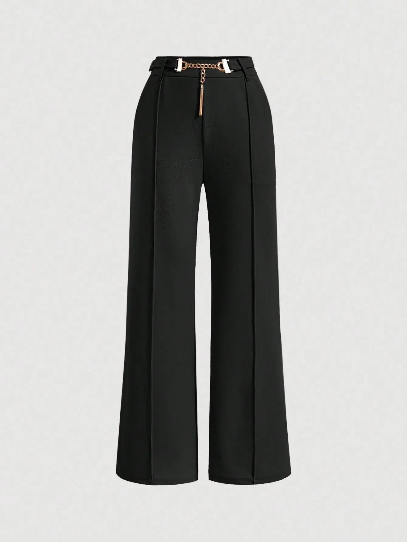 MOD Solid Belted Wide Leg Suit Pants shein