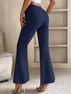 PETITE Solid Flare Leg Pants shein