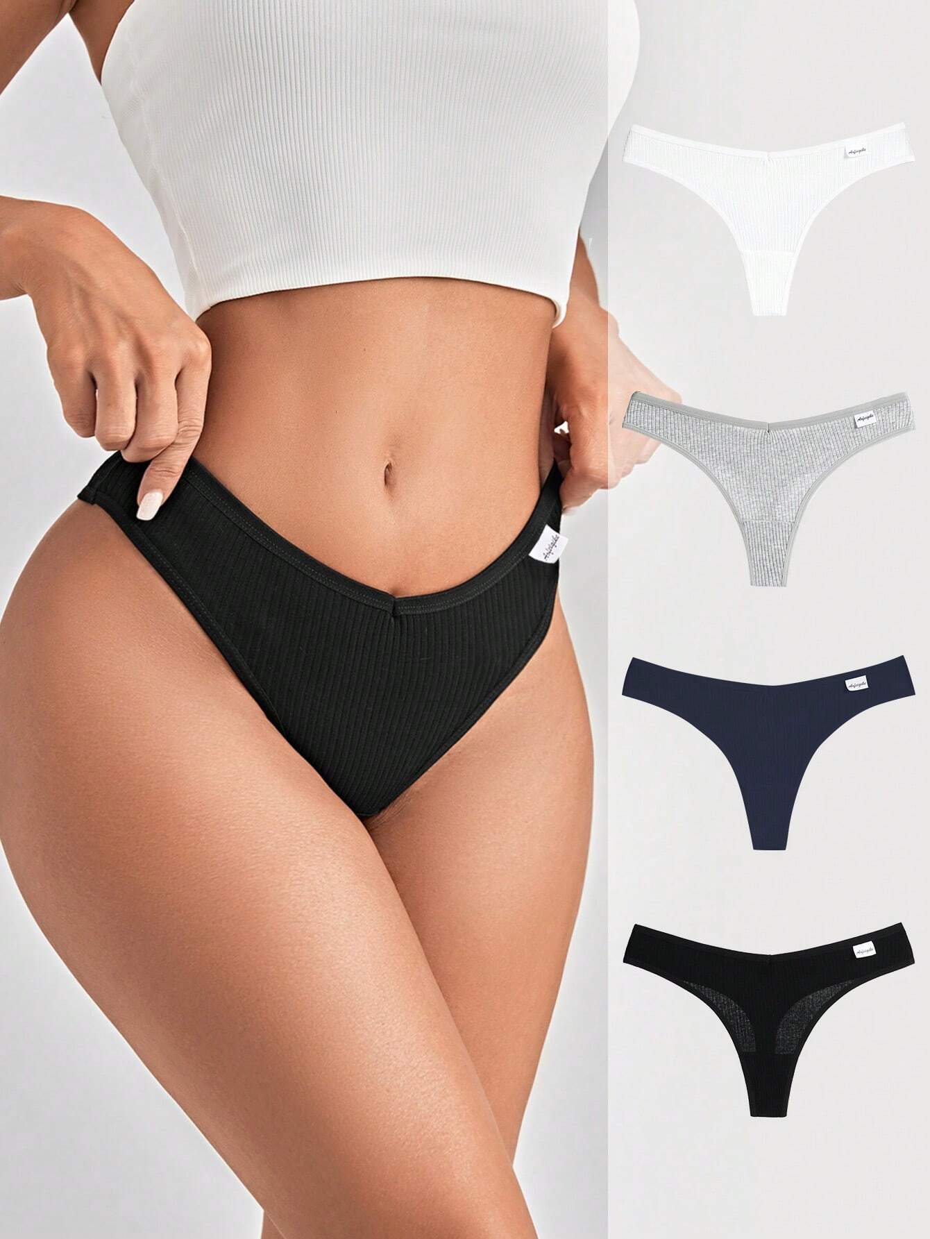 4pack Rib Panty Set shein