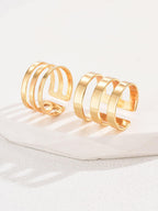 2pcs/set Simple Double Layered Letter V Shaped Open Ring For Women shein