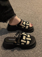 Women Braided Detail Flatform Slide Sandals shein